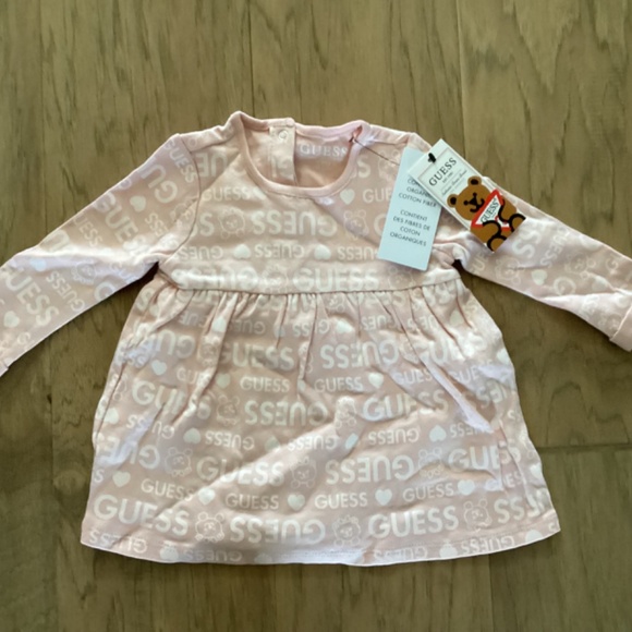 GUESS Baby Girls Allover Log Print Interlock Jersey Bodysuit Dress - Picture 7 of 7